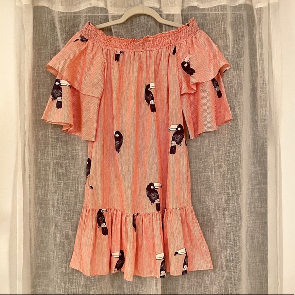 Zara Striped Ruffled Smocked Dress - Picture 1 of 6
